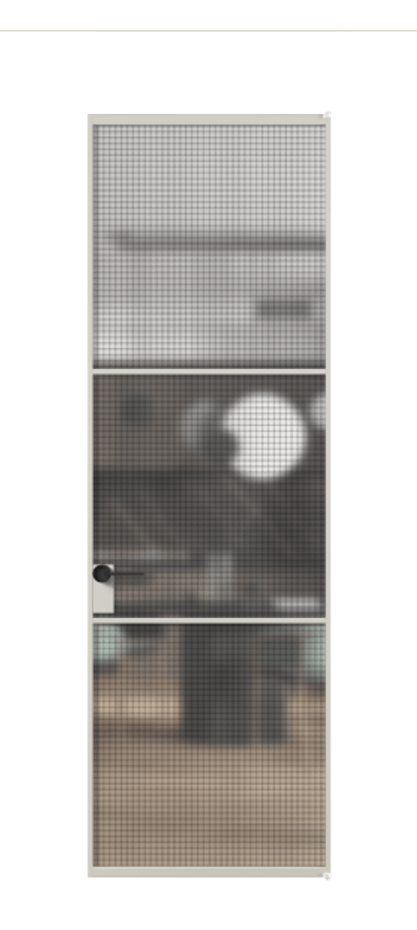 Алюминиевая дверь АЛПЛ040.03 Алюминий тёплый серый Декоративное стекло с сеткой "Mesh silver", триплекс, 6 мм Цена 117452  | Volhovec