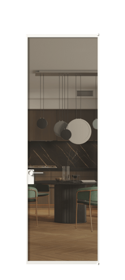 Алюминиевая дверь АЛПЛ040.01 Алюминий Белый Прозрачное бронзовое стекло, триплекс Цена 115570  | Volhovec