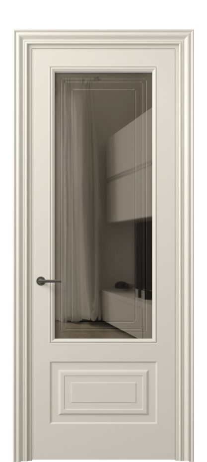 Межкомнатная дверь Mascot 8442 Матовый бежево-серый Прозрачное бронзовое стекло с гравировкой "Грани", триплекс Цена 77599 ₽ | Volhovec