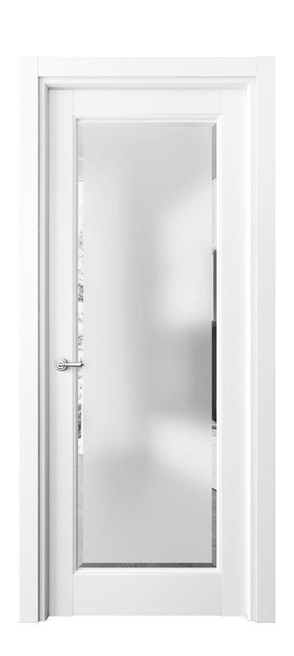 Межкомнатная дверь Тоскана Ромбо 6300 Матовый белоснежный Сатинированное стекло с фацетом Цена 113160 ₽ | Volhovec