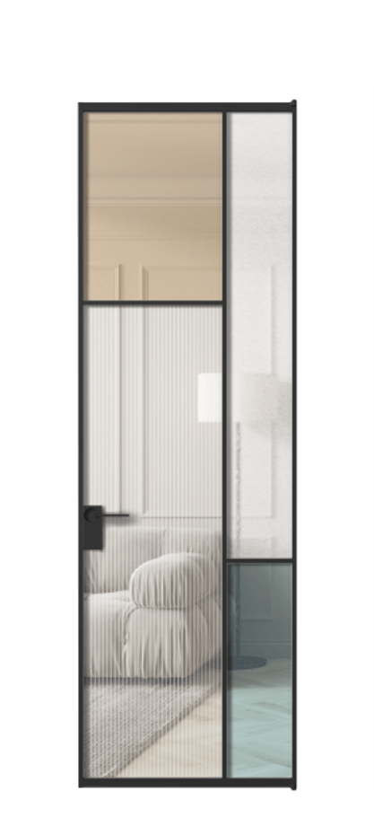 Межкомнатная дверь Мозаик АЛПЛ041.10 Алюминий Черный Комбинация стекол Группы 1 и Группы 3 Цена 166070 ₽ | Volhovec