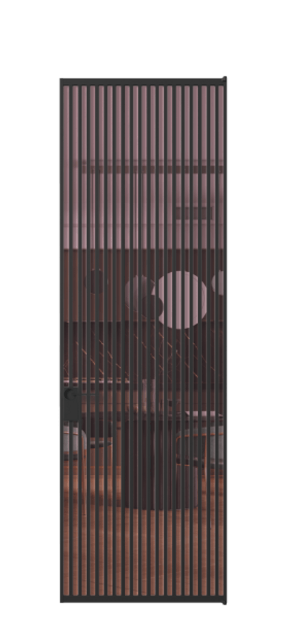 Алюминиевая дверь АЛПЛ040.06 Алюминий Черный Прозрачное розовое стекло, триплекс Цена 271350  | Volhovec