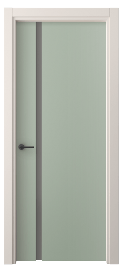 Межкомнатная дверь Фридом 4222 ПЭТ светло-оливковый Сатинированное серое стекло, триплекс Цена 30799 ₽ | Volhovec