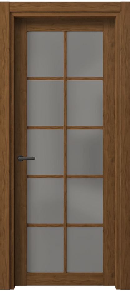 Межкомнатная дверь Нео 2106 Лесной орех Сатинированное серое стекло, триплекс Цена 12300 ₽ | Volhovec