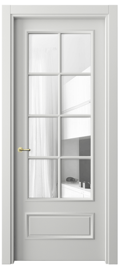 Межкомнатная дверь Paris 8112 Матовый светло-серый Прозрачное стекло, 4 мм Цена 72399 ₽| Volhovec