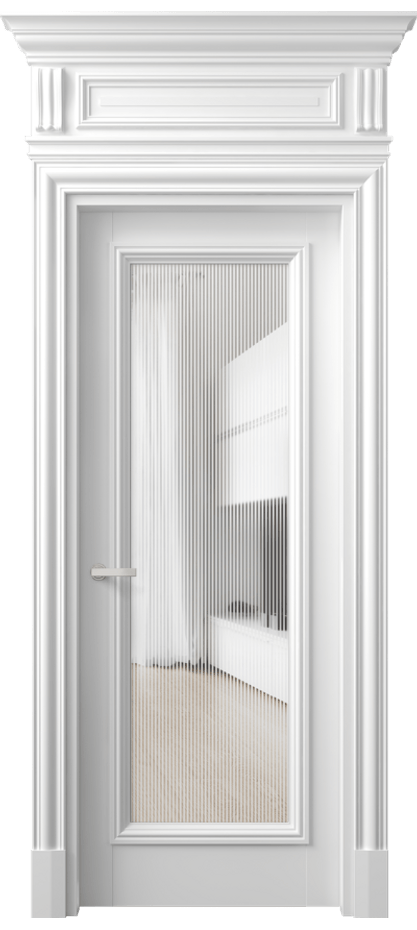 Межкомнатная дверь Antique 7300 Бук белоснежный Рифлёное стекло "Дюна", триплекс, 8 мм Цена 91499 ₽ | Volhovec