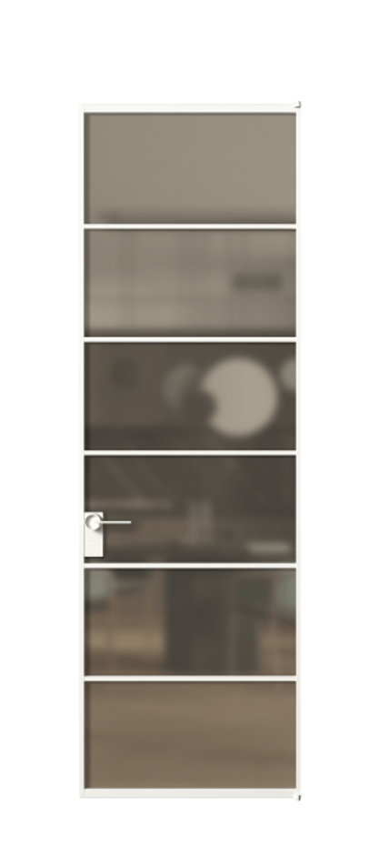 Алюминиевая дверь АЛПЛ040.04 Алюминий Белый Сатинированное бронзовое стекло, триплекс Цена 123630  | Volhovec