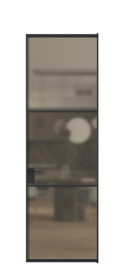 Алюминиевая дверь АЛПЛ040.03 Алюминий Черный Сатинированное бронзовое стекло, триплекс Цена 131150  | Volhovec