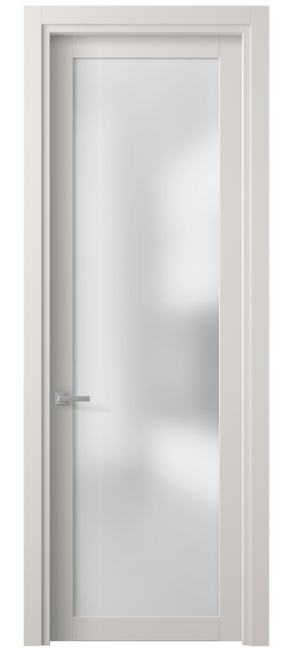 Межкомнатная дверь Планум 2102 Матовый пудровый белый Сатинированное стекло Цена 50599 ₽ | Volhovec