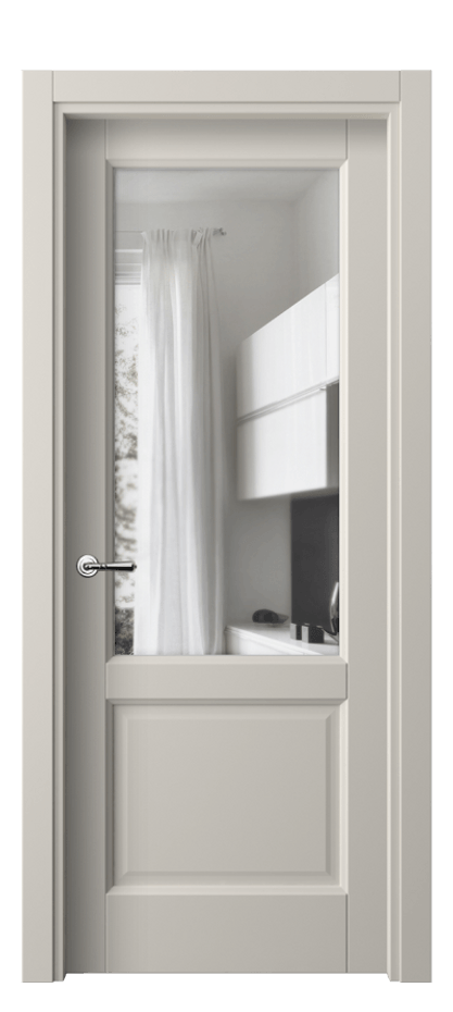 Межкомнатная дверь Galant 1422 ПЭТ светло-серый Прозрачное стекло, 4 мм Цена 26540 ₽ | Volhovec