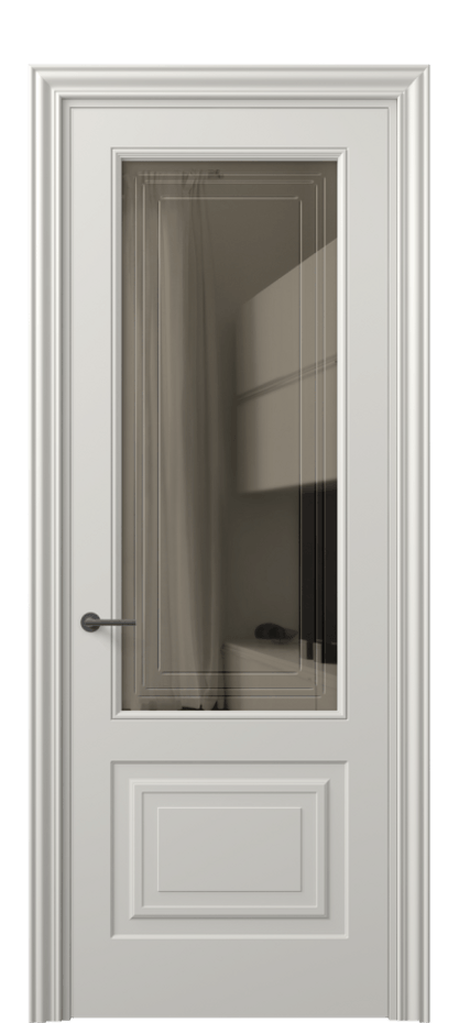 Межкомнатная дверь Mascot 8452 Матовый тёплый серый Прозрачное бронзовое стекло с гравировкой "Грани", триплекс, 7 мм Цена 77599 ₽ | Volhovec