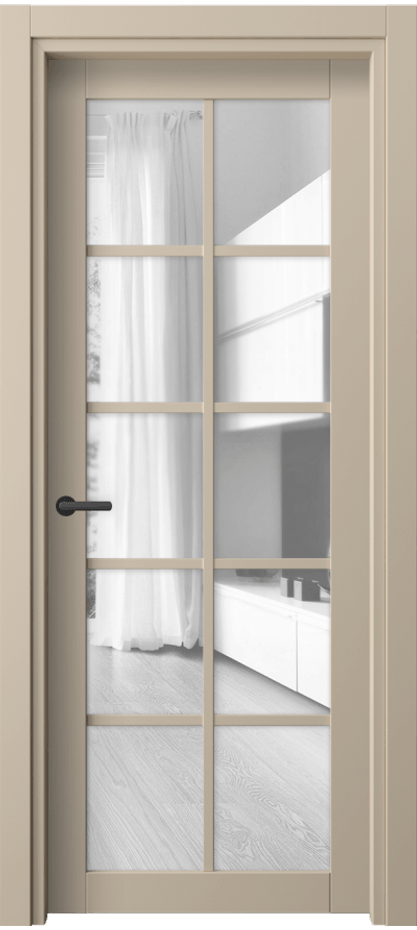 Межкомнатная дверь Neo 2106 ПЭТ светло-бежевый Прозрачное стекло, триплекс Цена 28639 ₽ | Volhovec