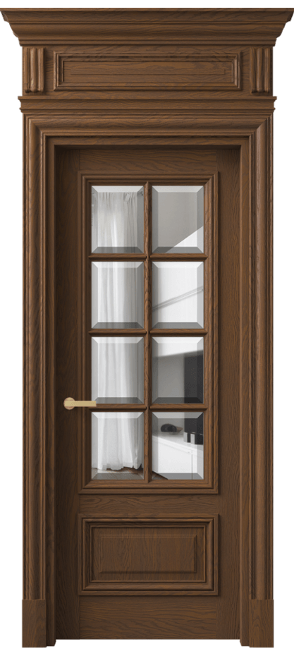 Межкомнатная дверь Антик 7316 Дуб каштановый матовый Прозрачное стекло с фацетом Цена 295549 ₽ | Volhovec