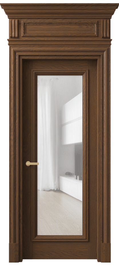 Межкомнатная дверь Antique 7300 Дуб каштановый матовый Рифлёное стекло "Дюна", триплекс, 8 мм Цена 142799 ₽ | Volhovec