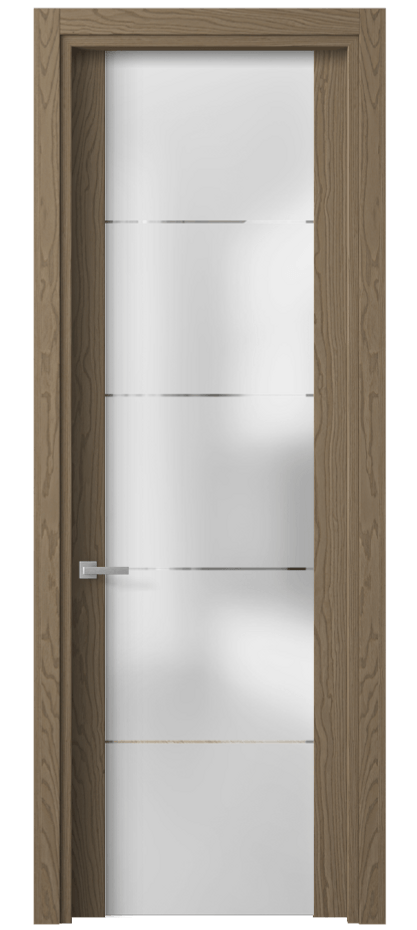 Межкомнатная дверь Planum 4114 Дуб дымный Сатинированное стекло с гравировкой «КВАДРО», триплекс 8 мм Цена 65299 ₽ | Volhovec