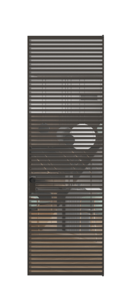 Алюминиевая дверь АЛПЛ040.07 Алюминий антрацит Рефлективное прозрачное стекло "Stopsol", калёное, 6мм Цена 225390  | Volhovec