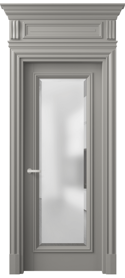 Межкомнатная дверь Антик 7300 Матовый нейтральный серый Сатинированное стекло с фацетом Цена 164609 ₽ | Volhovec