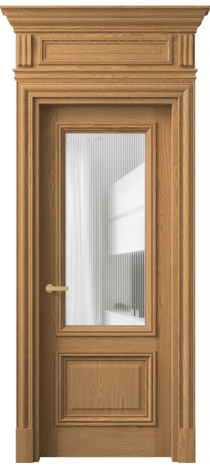 Межкомнатная дверь Antique 7302 Дуб пшеничный матовый Рифлёное стекло "Дюна", триплекс, 8 мм Цена 142799 ₽ | Volhovec