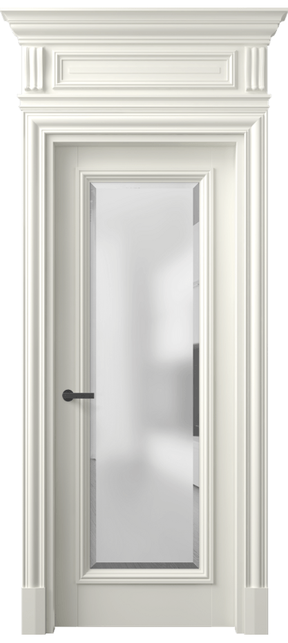 Межкомнатная дверь Антик 7300 Матовый жемчужный Сатинированное стекло с фацетом Цена 162309 ₽ | Volhovec