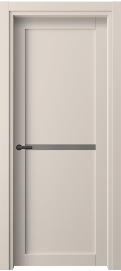 Межкомнатная дверь Нео 2112 ПЭТ пудровый бежевый Сатинированное серое стекло, триплекс Цена 30499 ₽ | Volhovec