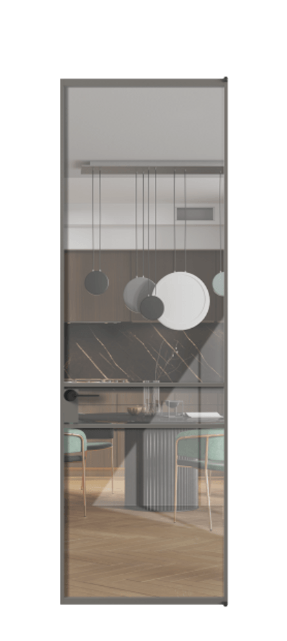 Алюминиевая дверь АЛПЛ040.02 Алюминий классический серый Рефлективное прозрачное стекло "Stopsol", калёное, 6мм Цена 143390  | Volhovec