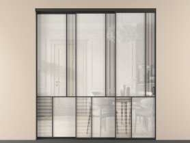 Алюминевая перегородка vnt3_1 ЧЕР. Цвет Алюминий Черный. Материал Алюминий. Коллекция Перегородка Mosaic внутри проёма телескопик синхро 2. Картинка.