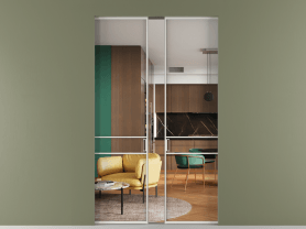 Алюминевая перегородка АЛПР 040.02 МСР Crystalvision. Цвет Алюминий серый. Материал Алюминий в эмали. Коллекция Перегородка Formato скрытый пенал двустворчатая. Картинка.