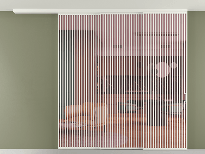 Алюминевая перегородка pv3_06_ Алюминий светло-серый Прозрачное розовое стекло, триплекс, 6мм. Цвет Алюминий светло-серый. Материал Алюминий в эмали. Коллекция Перегородка Formato вдоль стены на потолок телескопик синхро 3. Картинка.