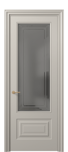 Дверь межкомнатная 8442 МСБЖ Серый сатин с гравировкой. Цвет Матовый светло-бежевый. Материал Гладкая эмаль. Коллекция Mascot. Картинка.
