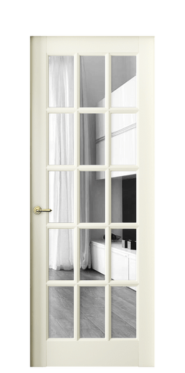 Дверь межкомнатная 6311 МБМ Зеркало. Цвет Бук молочно-белый. Материал Массив бука эмаль. Коллекция Тоскана Грильято. Картинка.