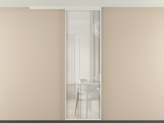 Алюминевая перегородка vdp1_1 БЕЛ. Цвет Алюминий Белый. Материал Алюминий. Коллекция Перегородка Mosaic вдоль стены на потолок 1 створка. Картинка.