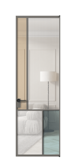 Дверь межкомнатная АЛПЛ041.20 АКЛС 4 стекла. Цвет Алюминий классический серый. Материал Алюминий в эмали. Коллекция Mosaic. Картинка.