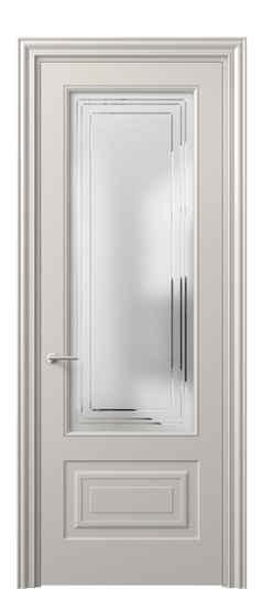 Дверь межкомнатная 8442 МОС Сатин с гравировкой Mascot. Цвет Матовый облачно-серый. Материал Гладкая эмаль. Коллекция Mascot. Картинка.