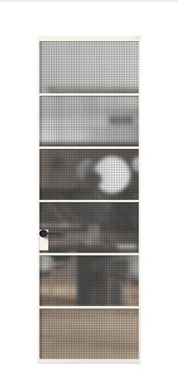 Дверь межкомнатная АЛПЛ040.04 АПБЛ MS. Цвет Алюминий пудровый белый. Материал Алюминий в эмали. Коллекция Formato. Картинка.