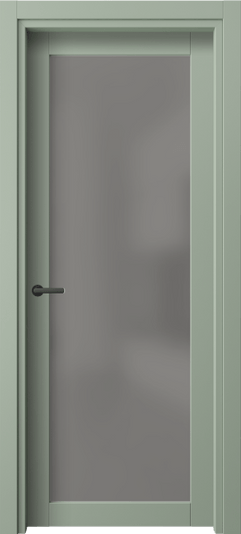 Дверь межкомнатная 2102 ПЭСО Серый сатин триплекс. Цвет ПЭТ светло-оливковый. Материал ПЭТ. Коллекция Нео. Картинка.