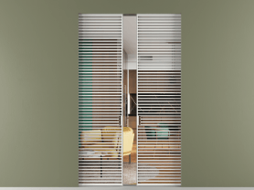 Алюминевая перегородка АЛПР 040.07 МБЛ Crystalvision. Цвет Алюминий белоснежный. Материал Алюминий в эмали. Коллекция Перегородка Формато скрытый пенал 2 створки. Картинка.