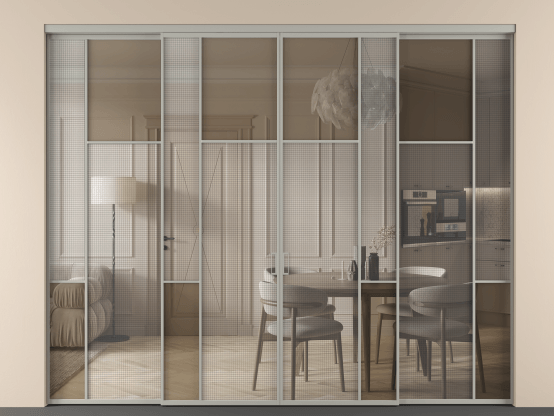 Алюминевая перегородка vnt4_5_АНСР_MS+Бронза триплекс_new. Цвет Алюминий нейтральный серый. Материал Алюминий в эмали. Коллекция Перегородка Mosaic внутри проёма 4 створки. Фото. Алюминевая перегородка vnt4_5_АНСР_MS+Бронза триплекс_new. Цвет Алюминий нейтральный серый. Материал Алюминий в эмали. Коллекция Перегородка Mosaic внутри проёма 4 створки. Картинка.