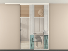 Перегородка Mosaic вдоль стены на потолок 2 створки с синхронным механизмом