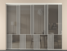 Перегородка Мозаик внутри проёма 4 створки с синхронным механизмом