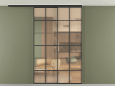 Перегородка Формато вдоль стены на потолок 2 створки с синхронным механизмом